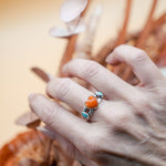 The Turquoise Lover's Ring in Spiny Oyster & Morenci Turquoise (Size 9) - Golden Road Crafted