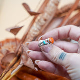 The Turquoise Lover's Ring in Spiny Oyster & Morenci Turquoise (Size 9) - Golden Road Crafted