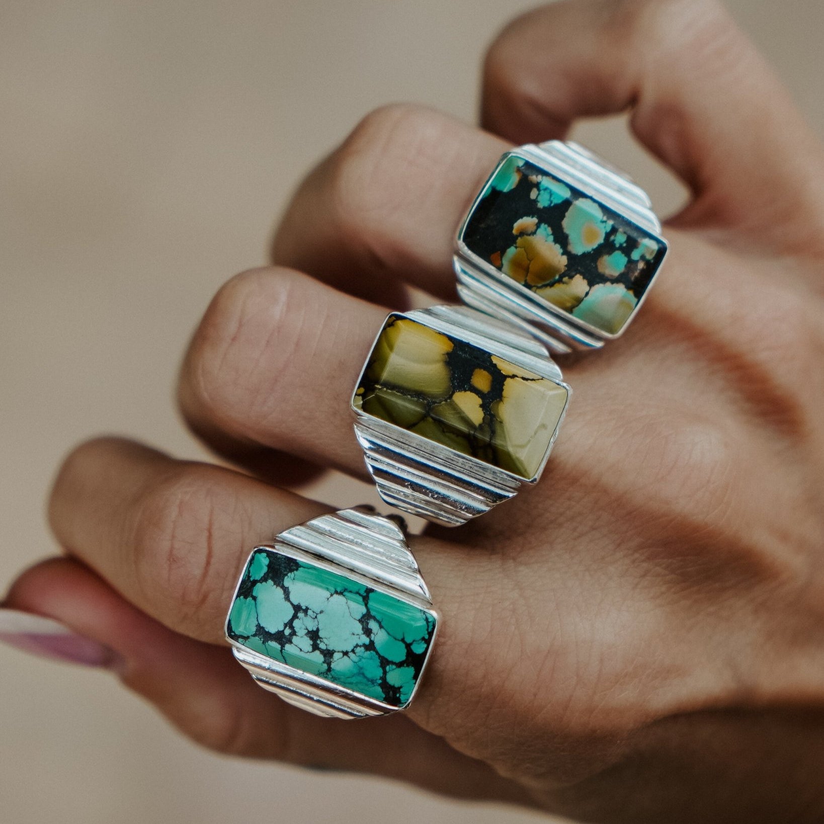 The Ventana Rectangle Ring (Choose Your Stone + Size) - Golden Road Crafted