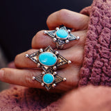 The Venus Ring in Campitos Turquoise (Size 8) - Golden Road Crafted