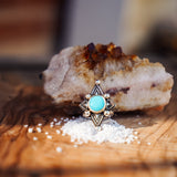 The Venus Ring in Campitos Turquoise (Size 8) - Golden Road Crafted