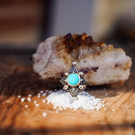 The Venus Ring in Campitos Turquoise (Size 8) - Golden Road Crafted