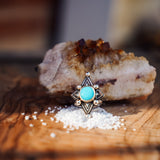 The Venus Ring in Campitos Turquoise (Size 8) - Golden Road Crafted