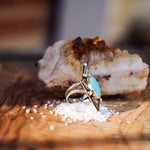 The Venus Ring in Campitos Turquoise (Size 9) - Golden Road Crafted