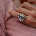 The Vitalis Ring in Blackjack Turquoise (Size 9) - Golden Road Crafted