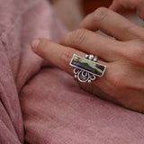 The Vitalis Ring in Blackjack Turquoise (Size 9) - Golden Road Crafted