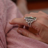 The Vitalis Ring in Blackjack Turquoise (Size 9) - Golden Road Crafted