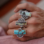 The Vitalis Ring in Blackjack Turquoise (Size 9) - Golden Road Crafted