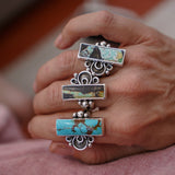 The Vitalis Ring in Blackjack Turquoise (Size 9) - Golden Road Crafted