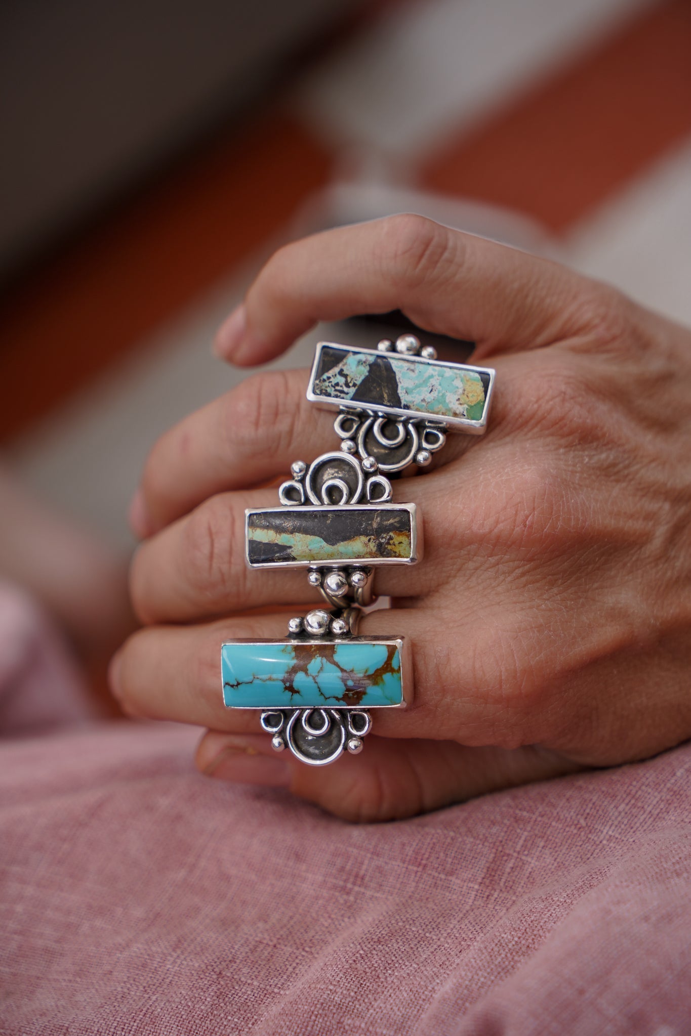 The Vitalis Ring in Blackjack Turquoise (Size 9) - Golden Road Crafted