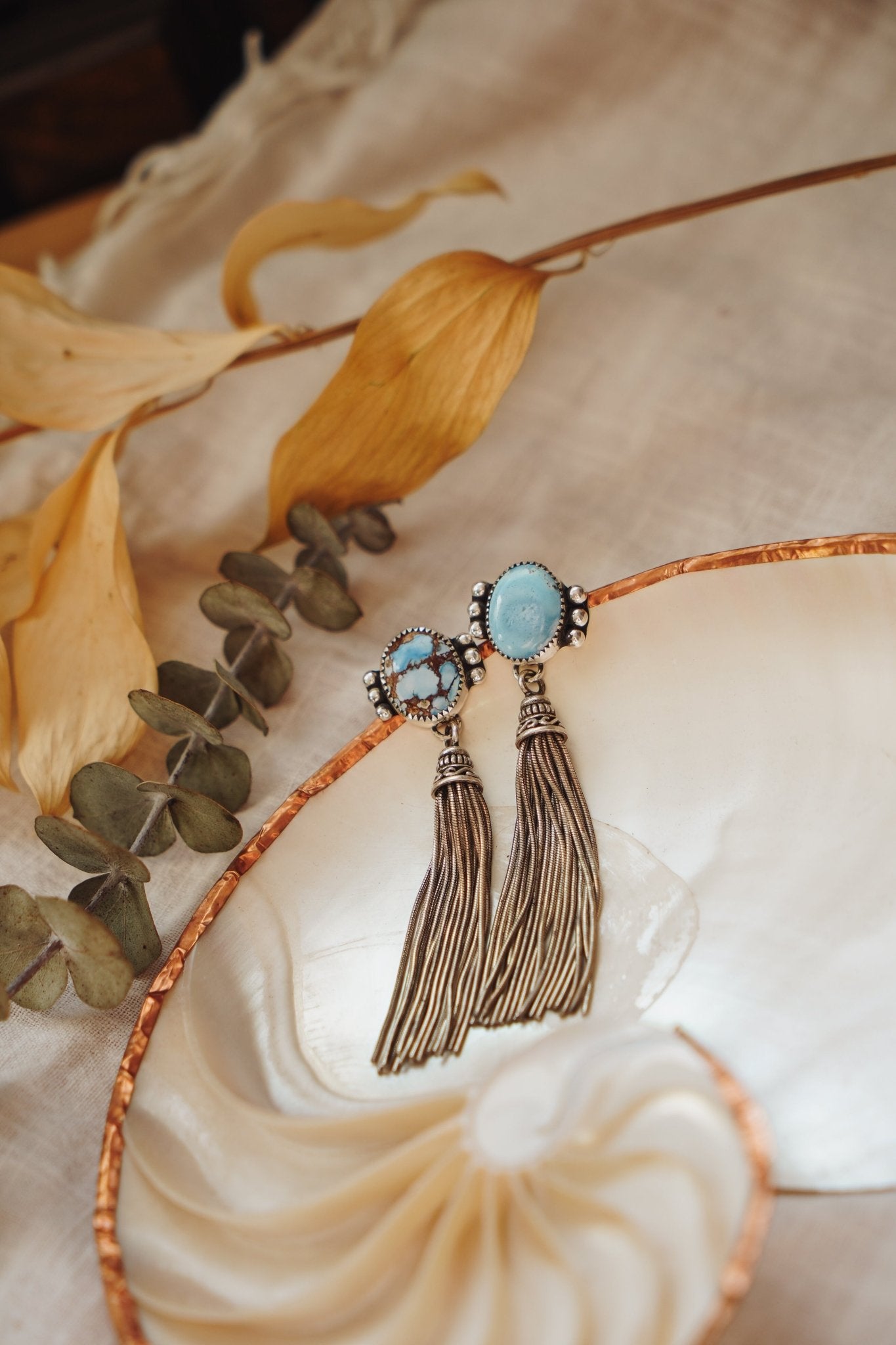 The Wild Fringe Studs in Golden Hills Turquoise - Golden Road Crafted