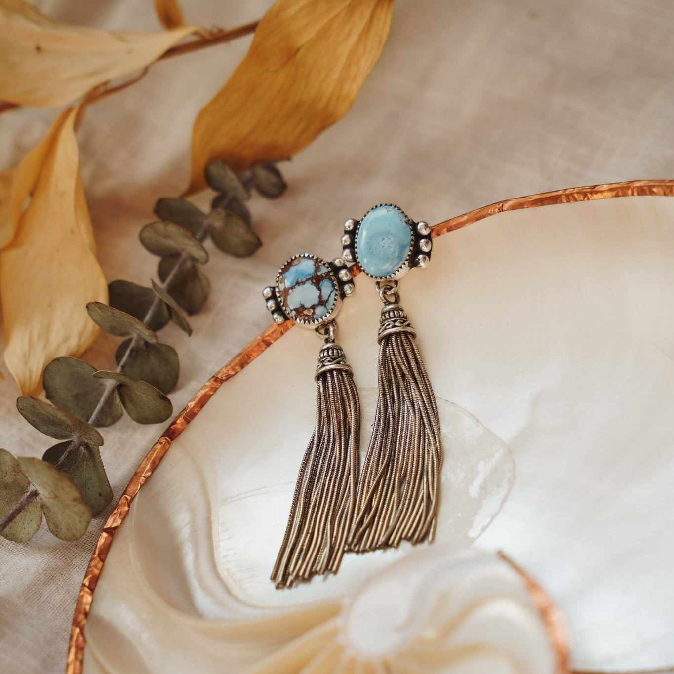 The Wild Fringe Studs in Golden Hills Turquoise - Golden Road Crafted