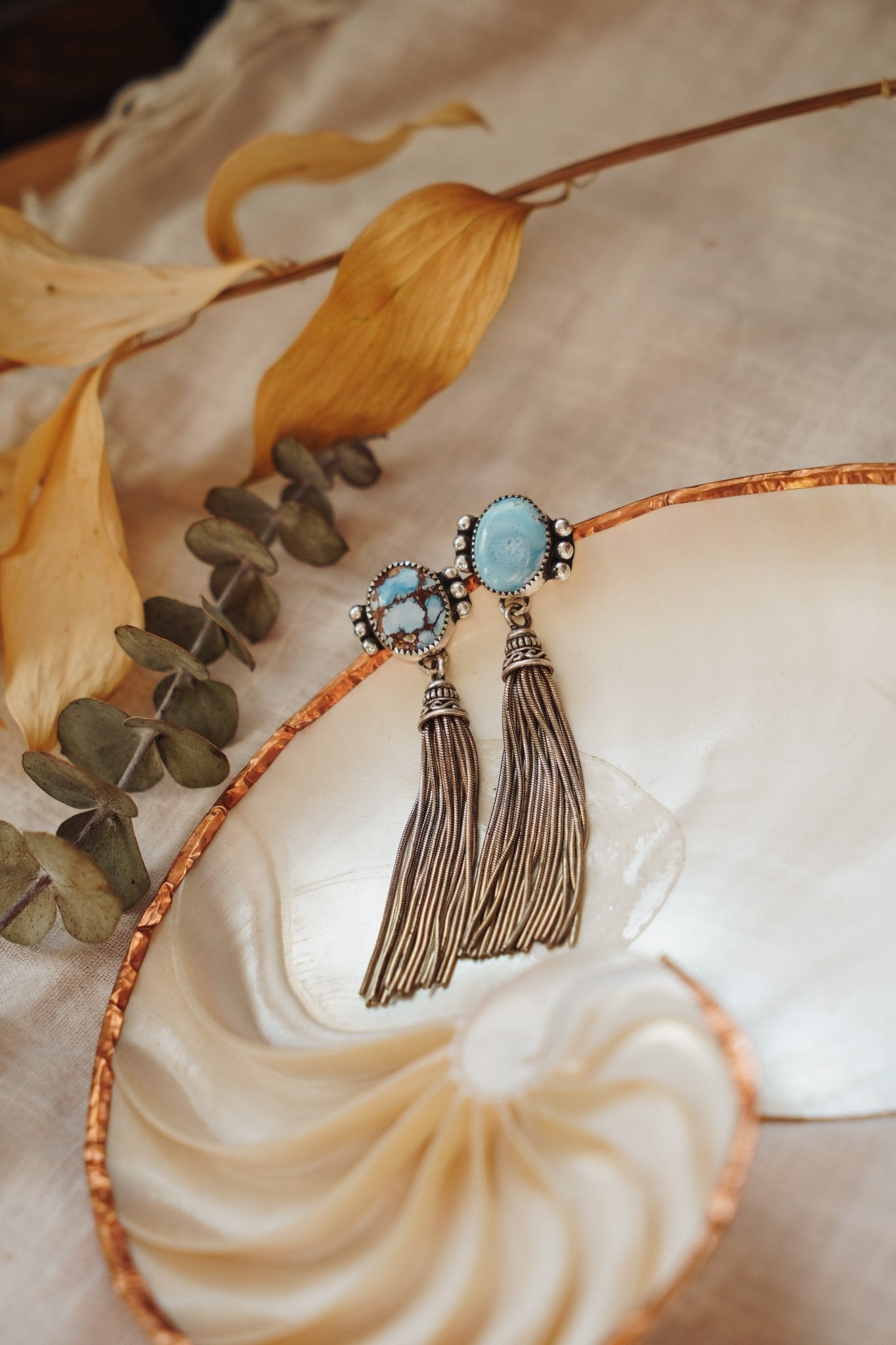 The Wild Fringe Studs in Golden Hills Turquoise - Golden Road Crafted