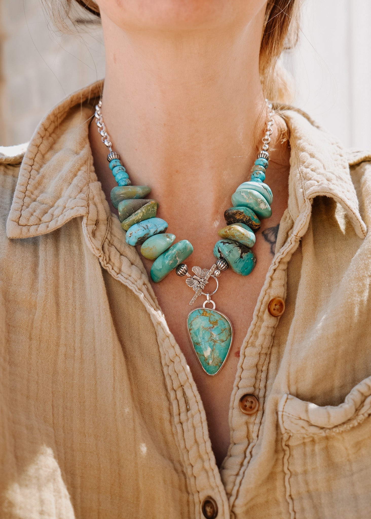 The Wild Mesa Necklace in Royston Turquoise - Golden Road Crafted