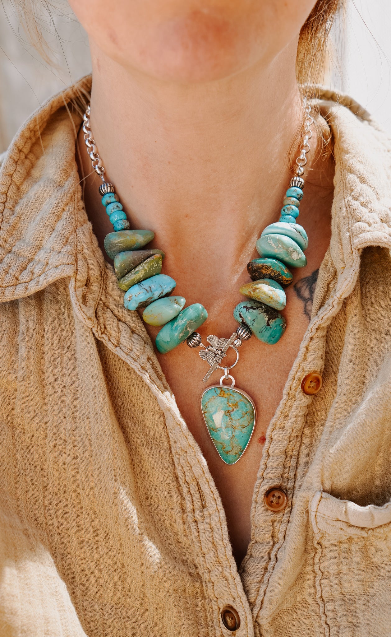 The Wild Mesa Necklace in Royston Turquoise - Golden Road Crafted