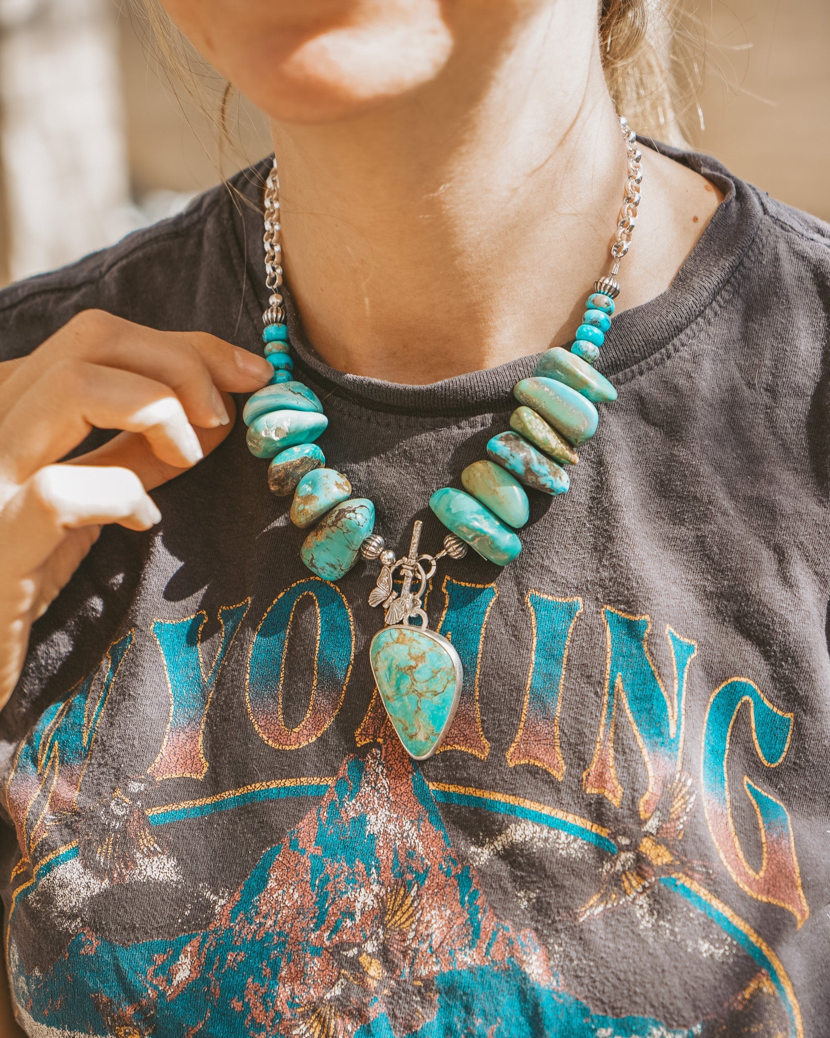 The Wild Mesa Necklace in Royston Turquoise - Golden Road Crafted