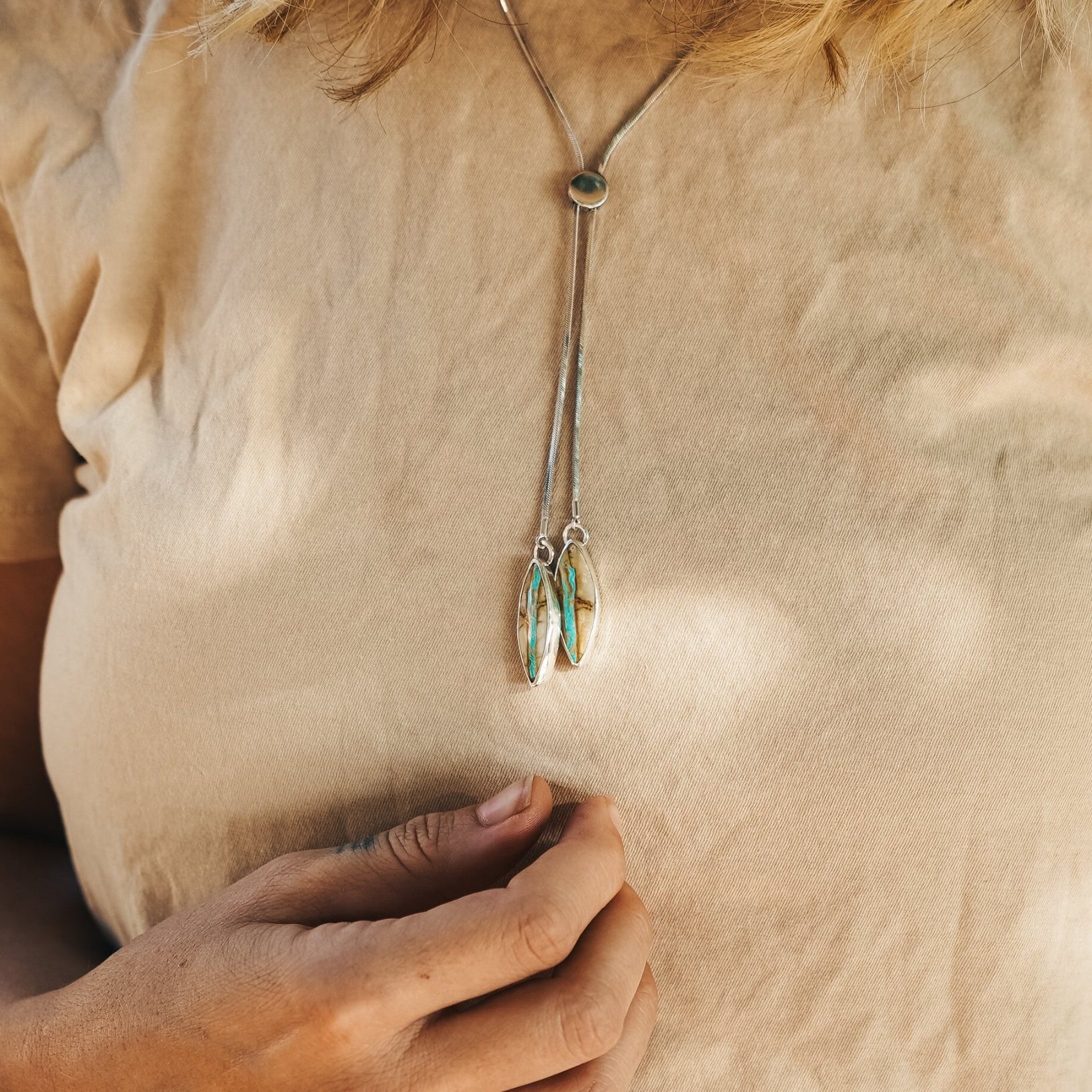 The Wilding Bolo in Royston Ribbon Turquoise - Golden Road Crafted