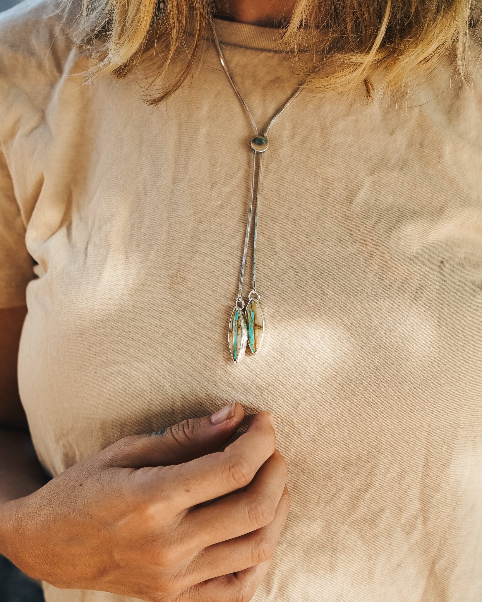 The Wilding Bolo in Royston Ribbon Turquoise - Golden Road Crafted