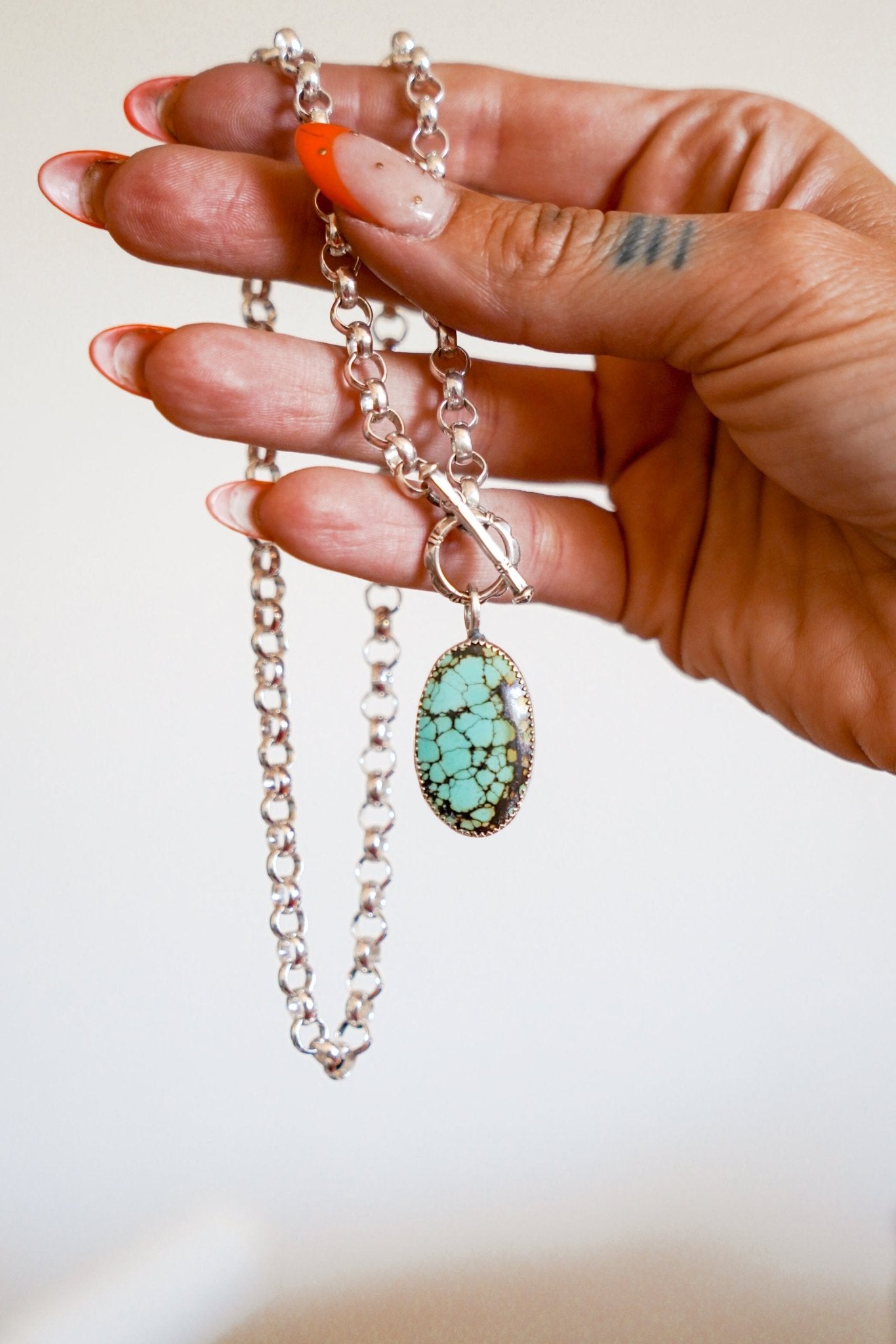 Toggle Necklace in Hubei Turquoise - Golden Road Crafted