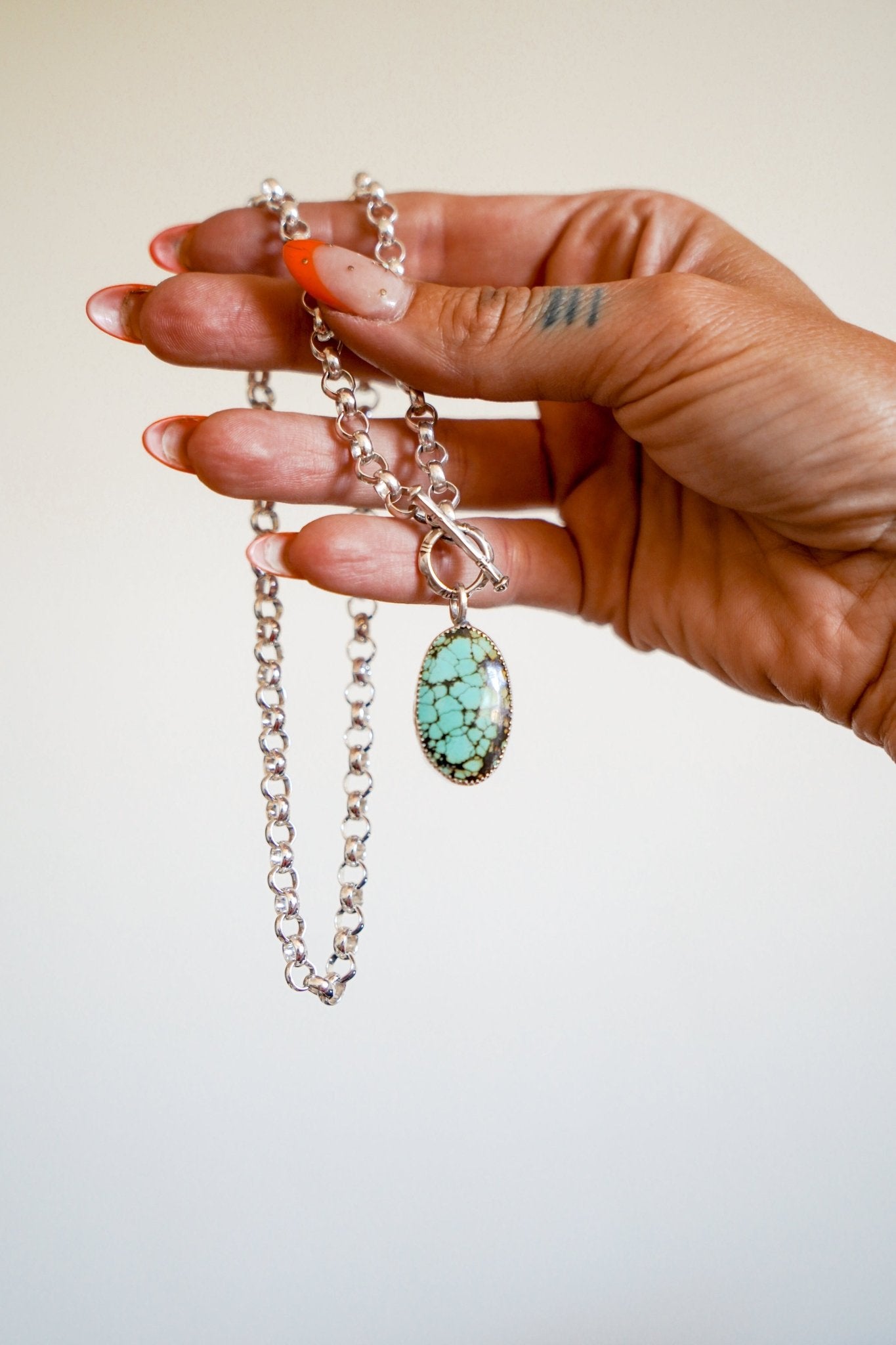 Toggle Necklace in Hubei Turquoise - Golden Road Crafted