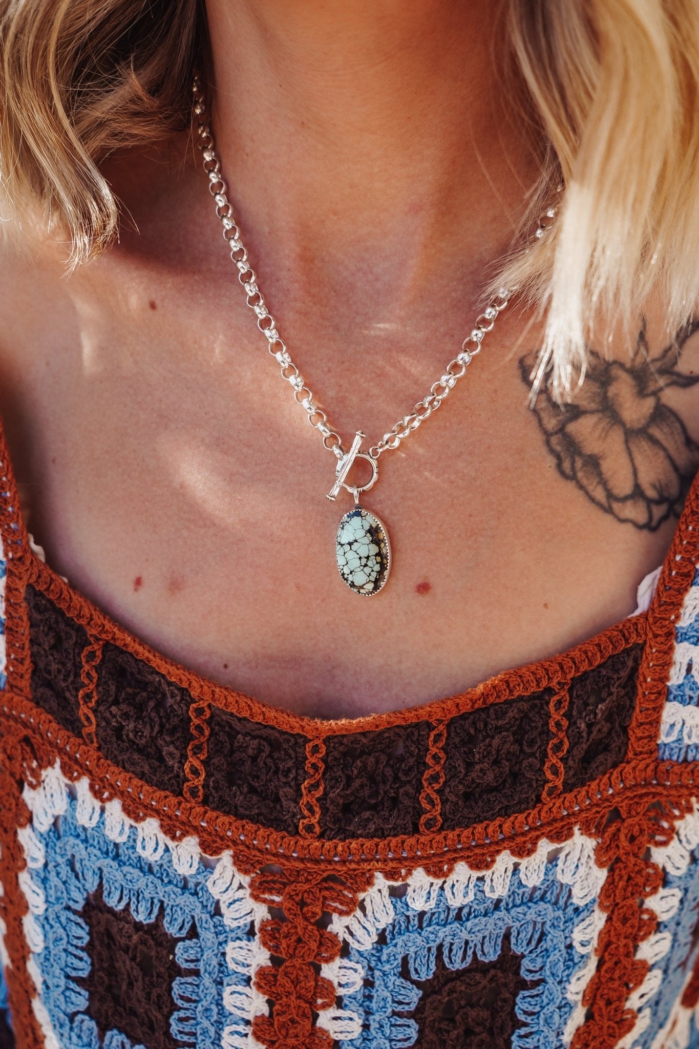 Toggle Necklace in Hubei Turquoise - Golden Road Crafted