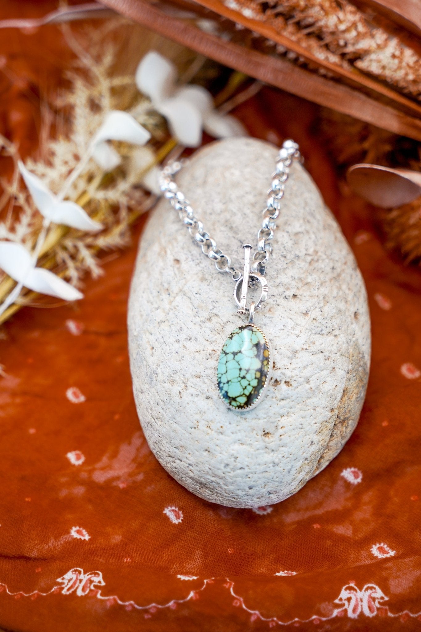 Toggle Necklace in Hubei Turquoise - Golden Road Crafted