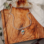 Toggle Necklace in Spiny Oyster with Kingman Turquoise - Golden Road Crafted