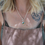 Toggle Necklace in Spiny Oyster with Kingman Turquoise - Golden Road Crafted
