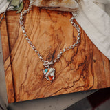 Toggle Necklace in Spiny Oyster with Kingman Turquoise - Golden Road Crafted