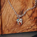 Toggle Necklace in Spiny Oyster with Kingman Turquoise - Golden Road Crafted