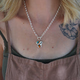 Toggle Necklace in Spiny Oyster with Kingman Turquoise - Golden Road Crafted