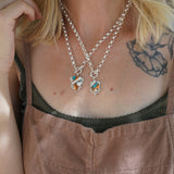 Toggle Necklace in Spiny Oyster with Kingman Turquoise - Golden Road Crafted