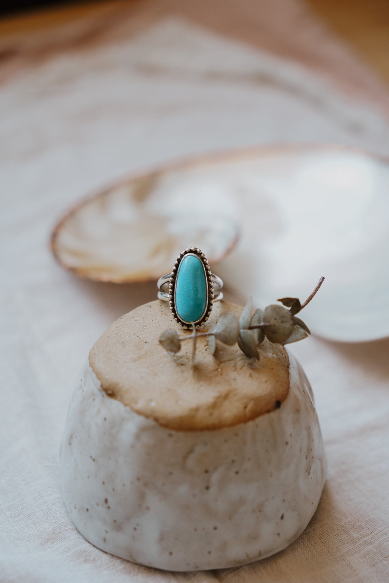 Traveler Ring in Hubei Turquoise (Size 7.5) - Golden Road Crafted