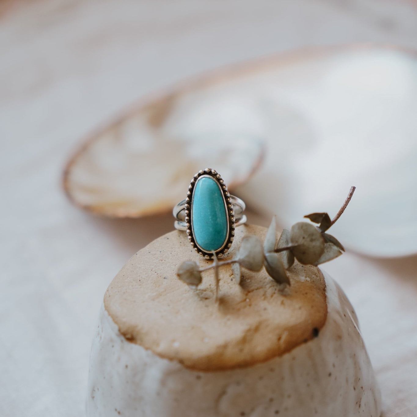 Traveler Ring in Hubei Turquoise (Size 7.5) - Golden Road Crafted