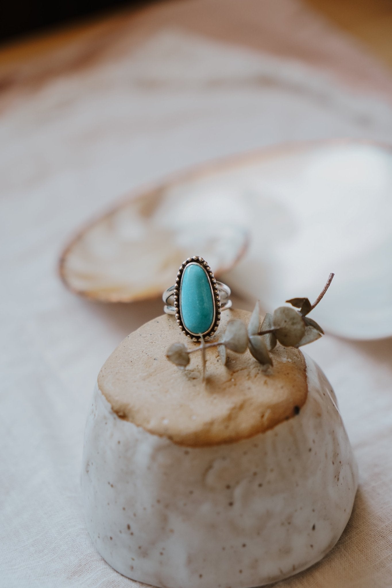 Traveler Ring in Hubei Turquoise (Size 7.5) - Golden Road Crafted