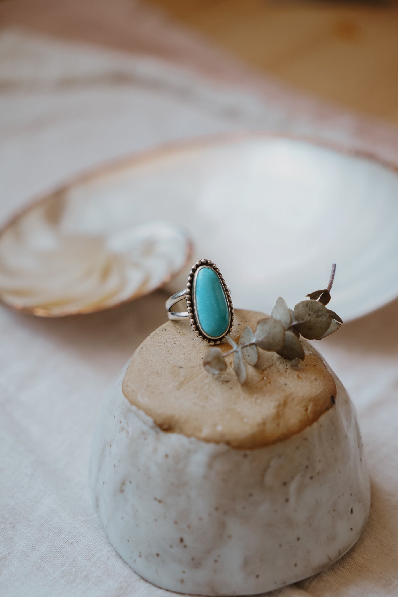 Traveler Ring in Hubei Turquoise (Size 7.5) - Golden Road Crafted