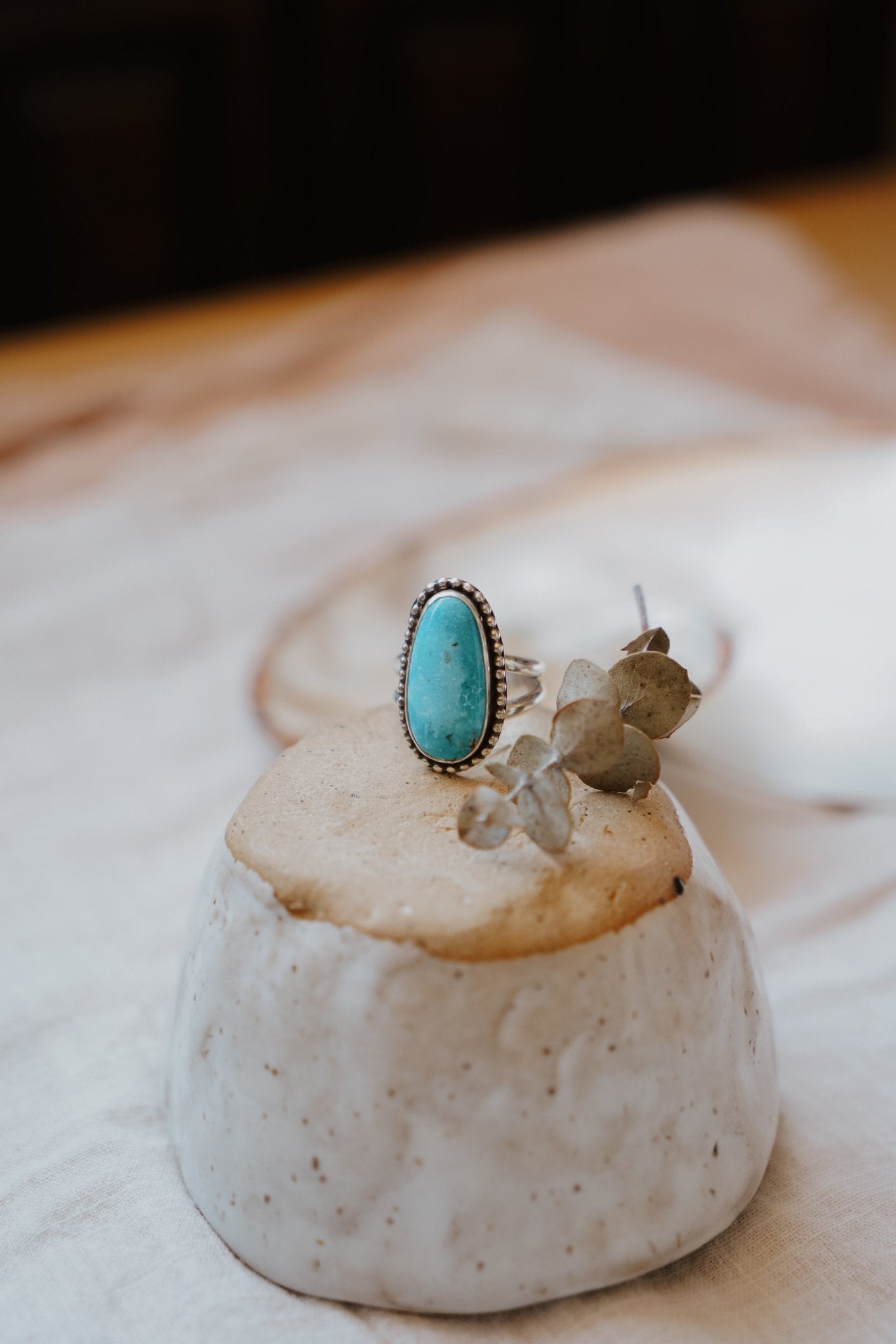 Traveler Ring in Hubei Turquoise (Size 8) - Golden Road Crafted