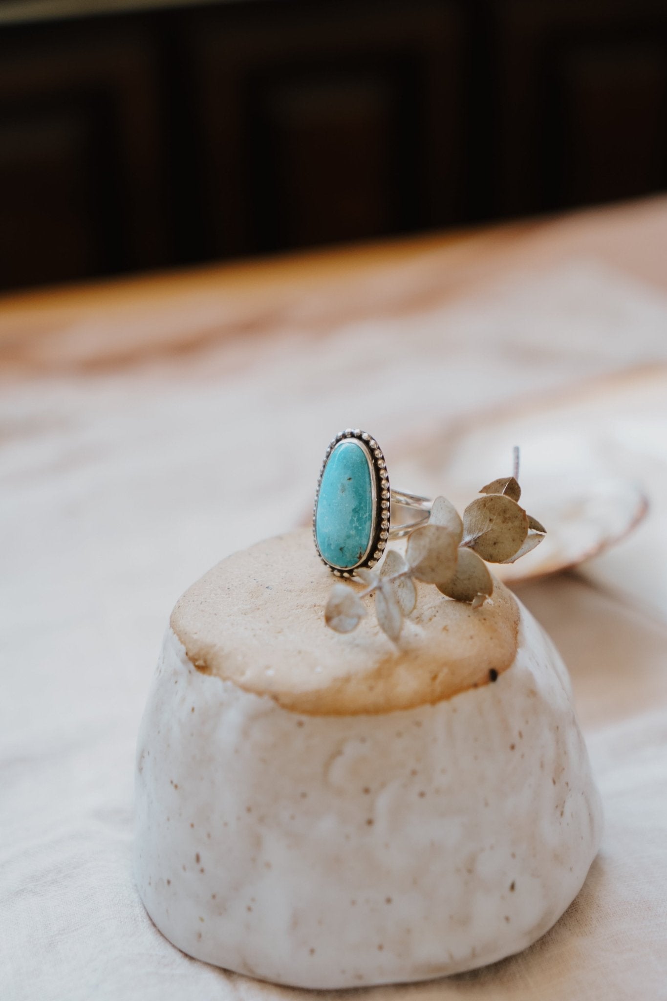 Traveler Ring in Hubei Turquoise (Size 8) - Golden Road Crafted