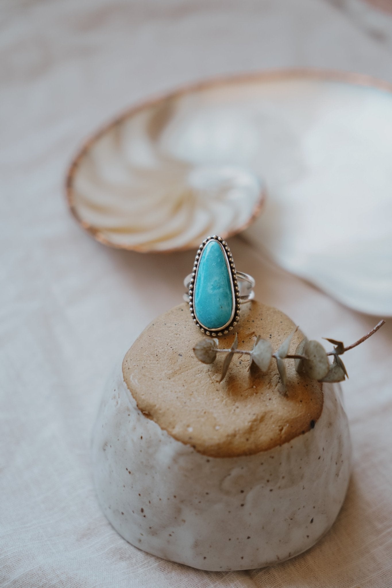 Traveler Ring in Hubei Turquoise (Size 9.5) - Golden Road Crafted