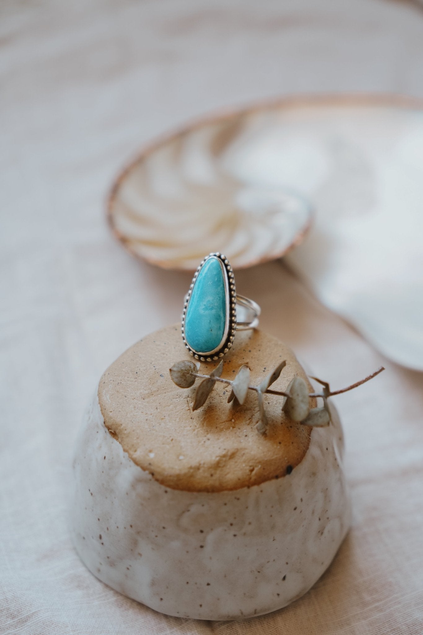 Traveler Ring in Hubei Turquoise (Size 9.5) - Golden Road Crafted