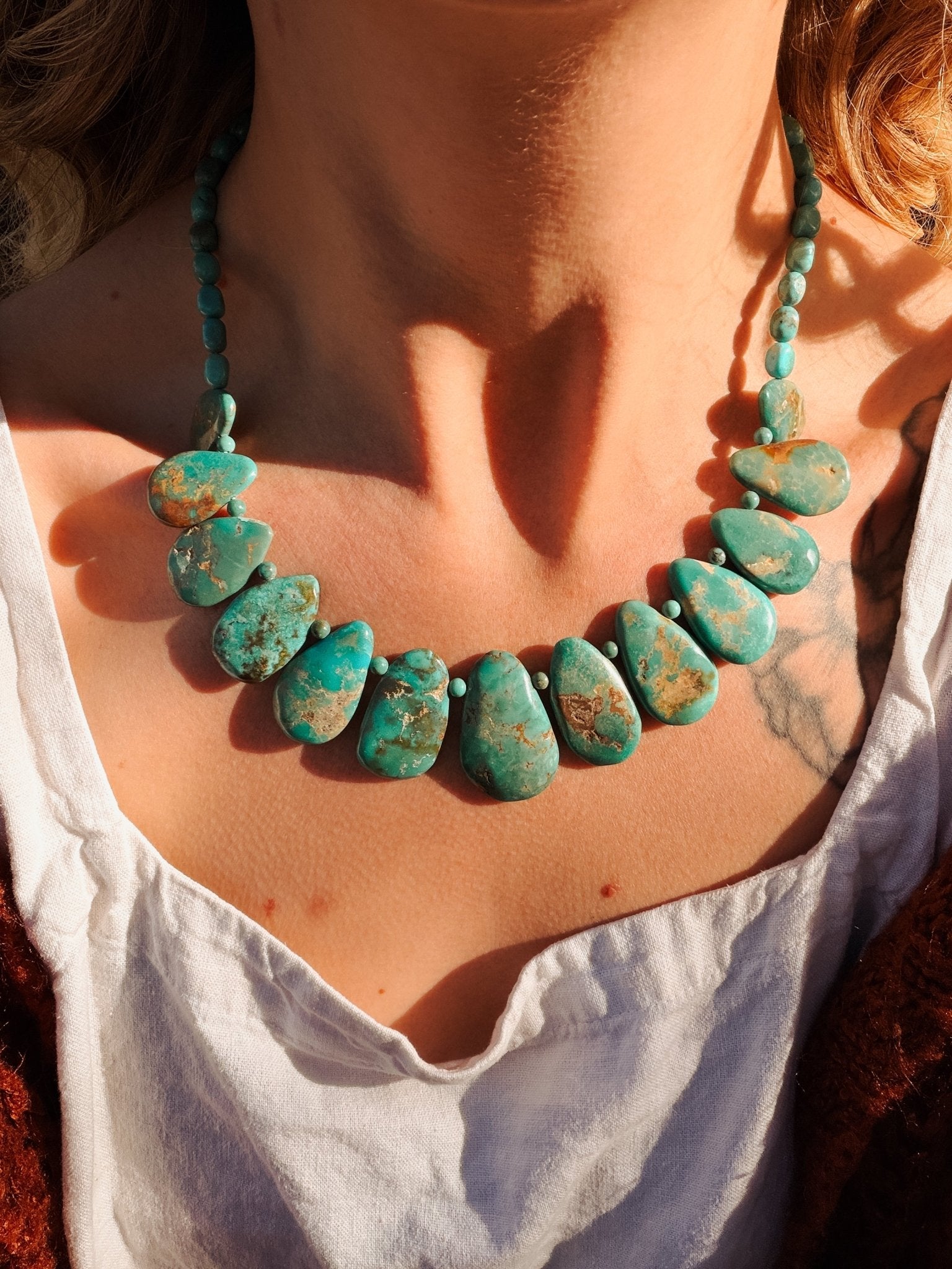 Turquoise Bead Necklace - Golden Road Crafted
