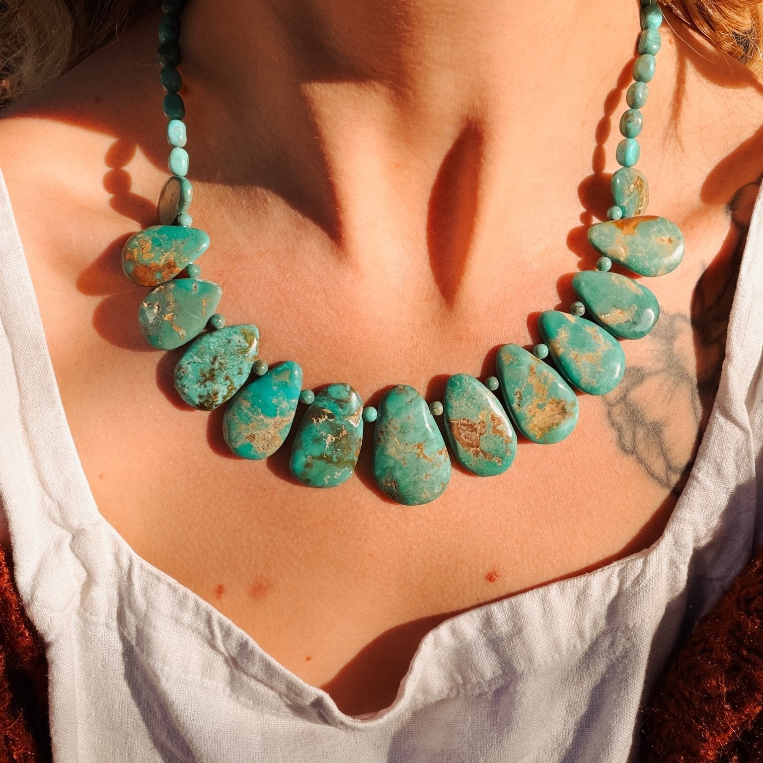 Turquoise Bead Necklace - Golden Road Crafted
