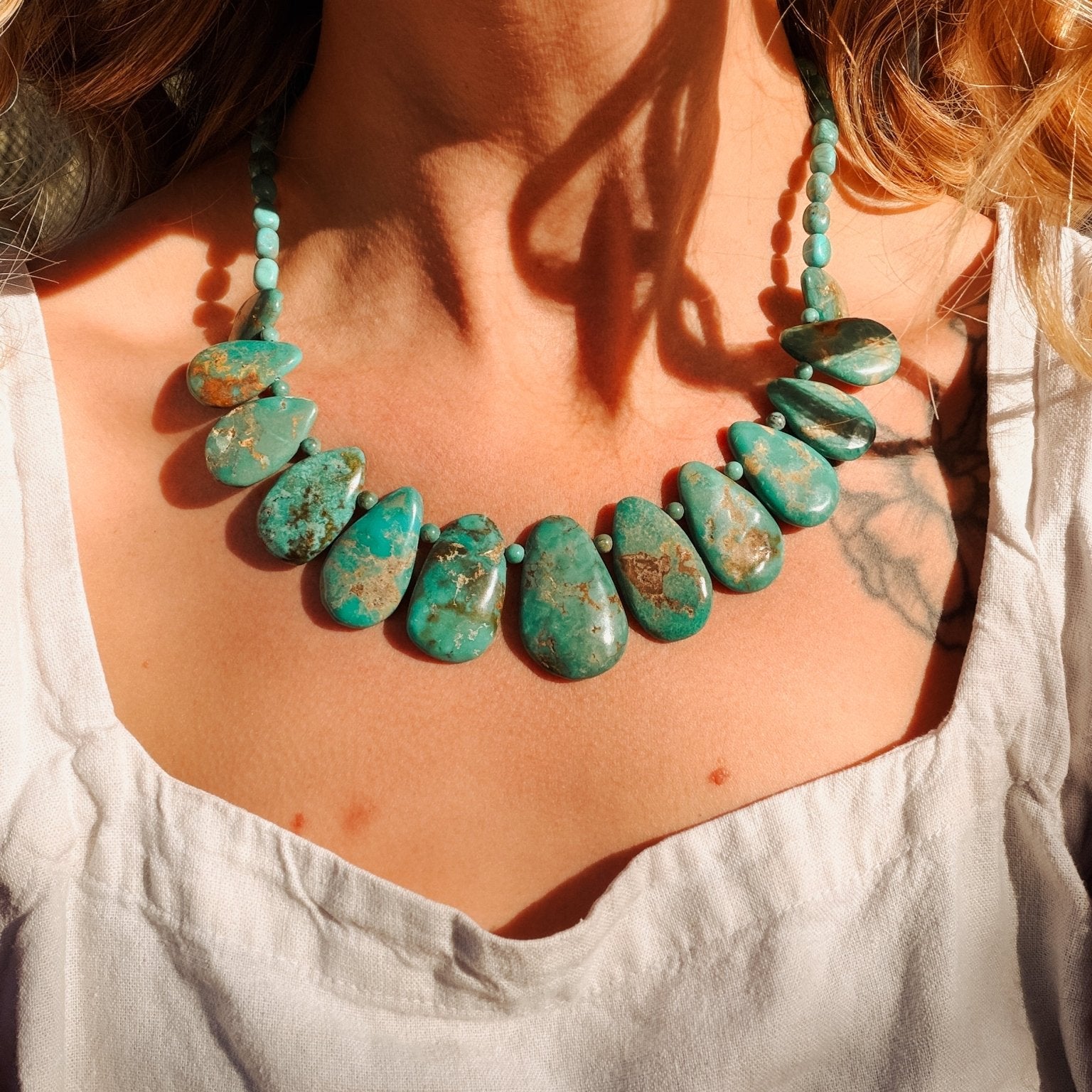 Turquoise Bead Necklace - Golden Road Crafted