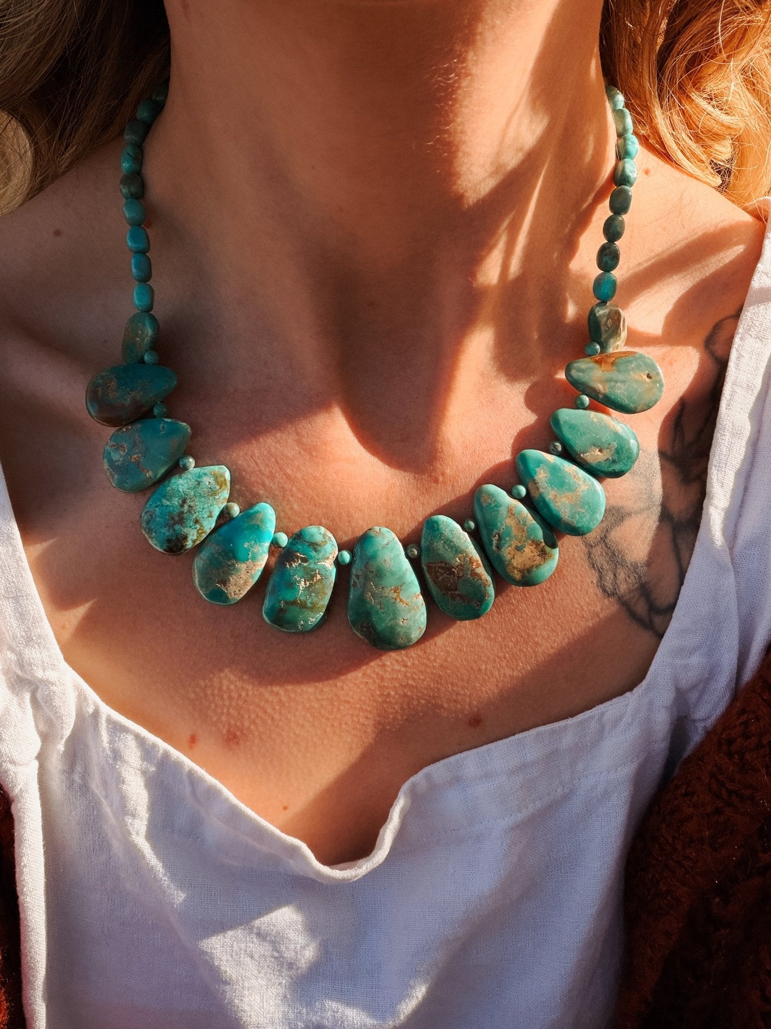 Turquoise Bead Necklace - Golden Road Crafted