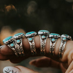 Turquoise Lover's Ring in Tyrone & Carico Lake Turquoise - Golden Road Crafted