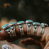 Turquoise Lover's Ring in Tyrone & Carico Lake Turquoise - Golden Road Crafted