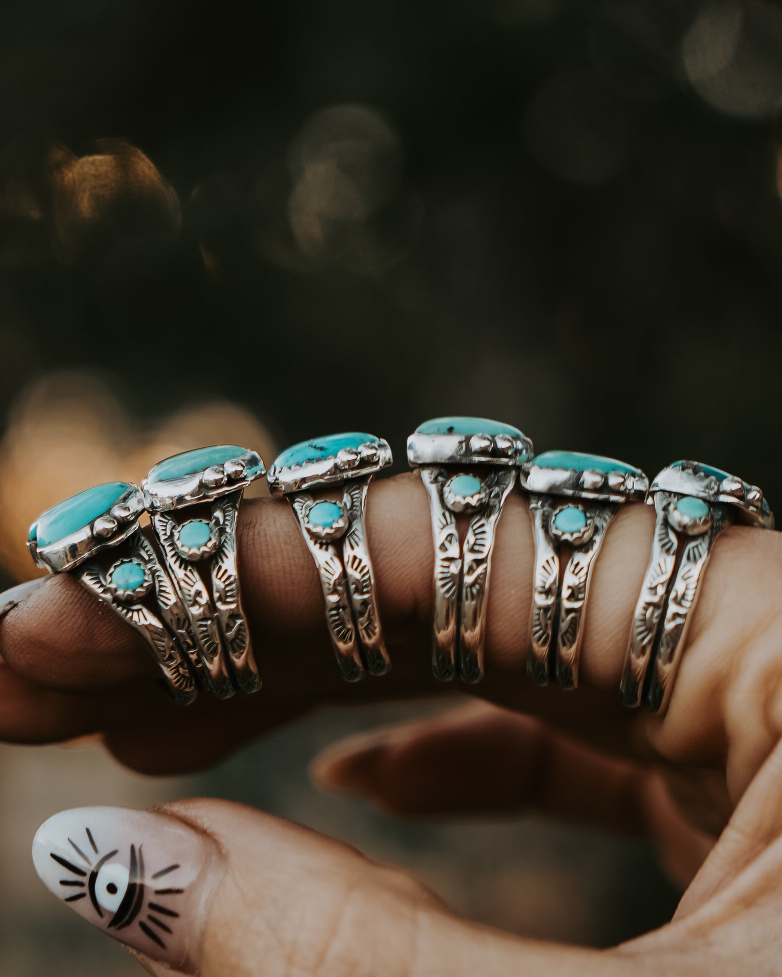 Turquoise Lover's Ring in Tyrone & Carico Lake Turquoise - Golden Road Crafted