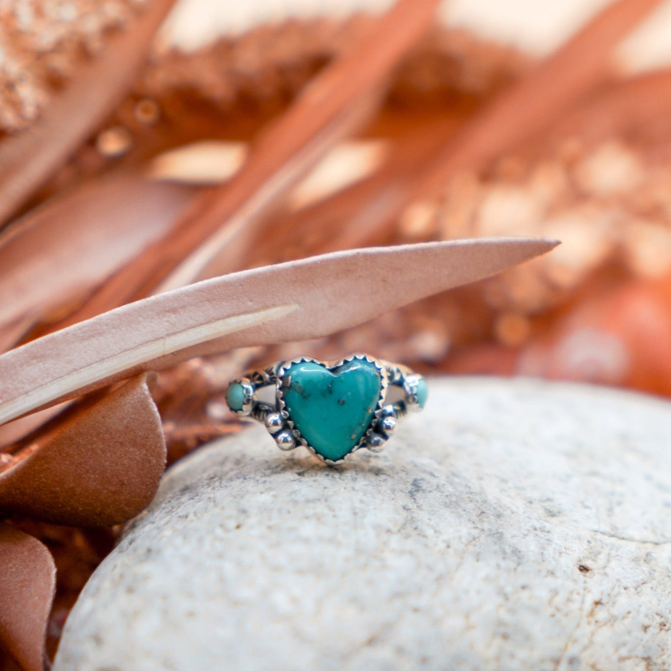 Turquoise Lover's Ring in Tyrone & Carico Lake Turquoise - Golden Road Crafted