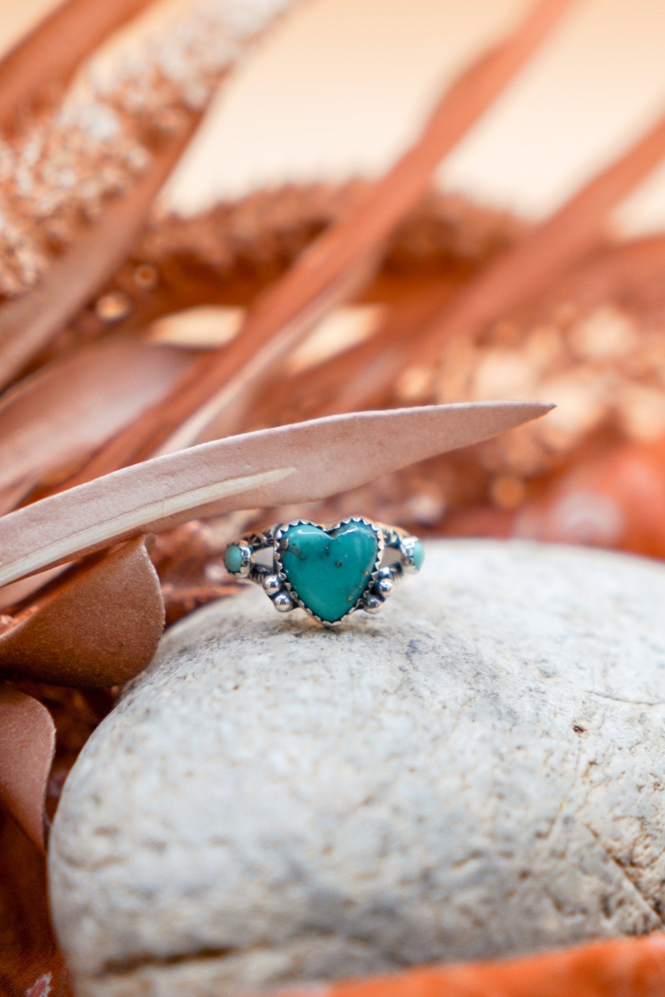 Turquoise Lover's Ring in Tyrone & Carico Lake Turquoise - Golden Road Crafted
