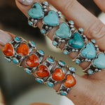 Turquoise Lovers Ring Spiny Oyster & Morenci Turquoise - Golden Road Crafted